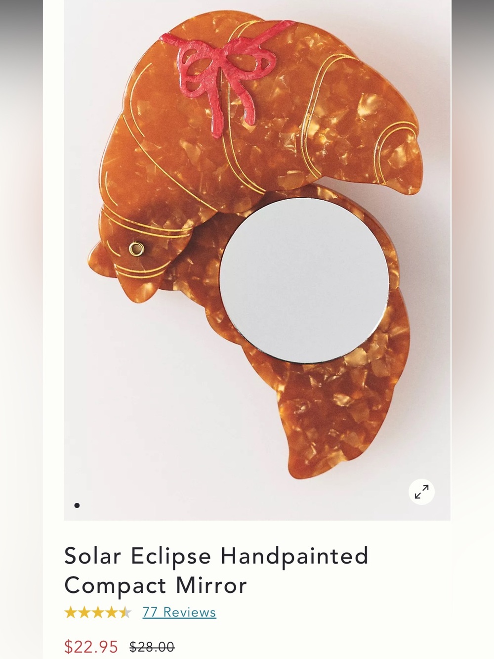 Anthropologie Solar Eclipse Croissant Compact Mirror BNIB